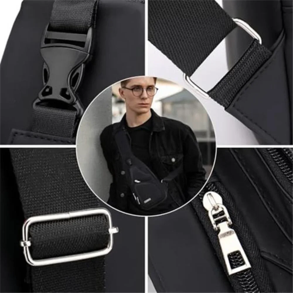 Mens Leather Crossbody Bag Trendy Sling Bag Waterproof Sling 6.69x13.78x3.54